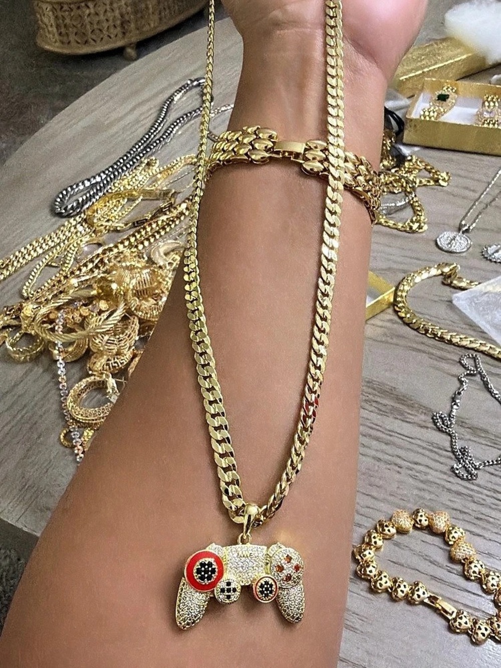 Gold field Game Controller Pendant Necklace